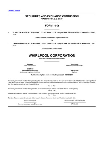 Thumbnail Whirlpool 10-Q Quarterly Report FY 