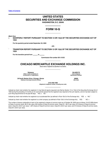 Miniature CME Group 10-Q Rapport trimestriel  