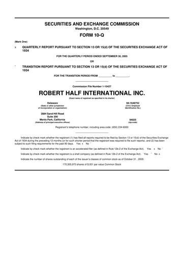 Miniature Robert Half 10-Q Rapport trimestriel  