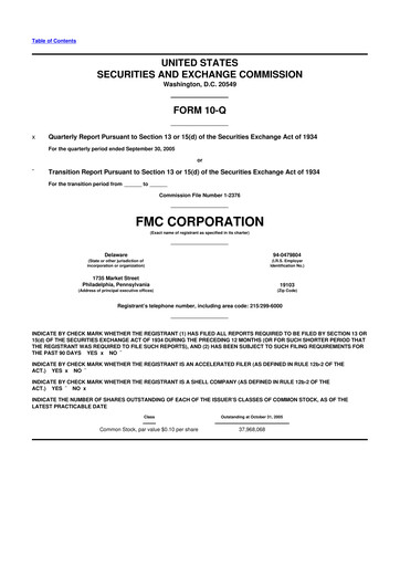 Thumbnail FMC Corporation 10-Q Quarterly Report FY 