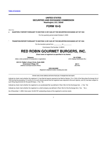 Thumbnail Red Robin
 10-Q Quarterly Report FY 