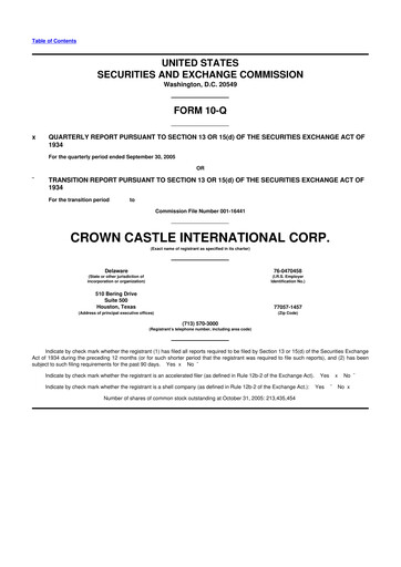 Vorschaubild Crown Castle 10-Q Quartalsbericht  