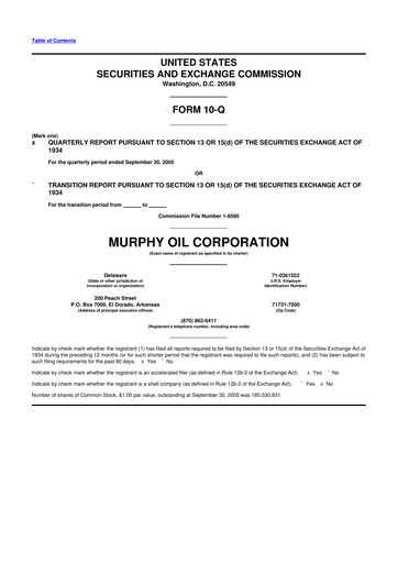 Thumbnail Murphy Oil
 10-Q Quarterly Report FY 