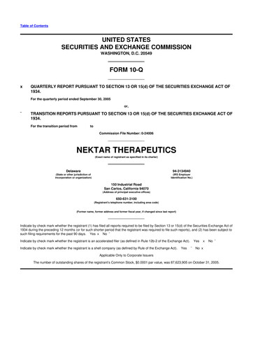 Thumbnail Nektar Therapeutics
 10-Q Quarterly Report FY 