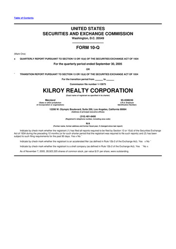 Thumbnail Kilroy Realty 10-Q Quarterly Report FY 