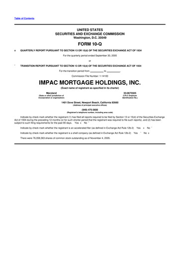 Thumbnail Impac Mortgage Holdings 10-Q Quarterly Report FY 