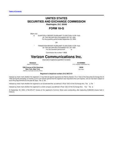 Thumbnail Verizon 10-Q Quarterly Report FY 