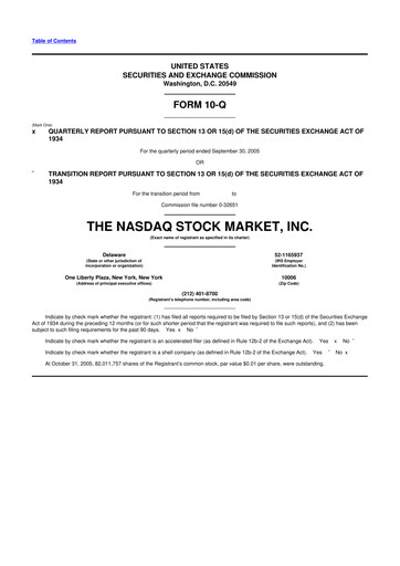 Thumbnail Nasdaq 10-Q Quarterly Report FY 