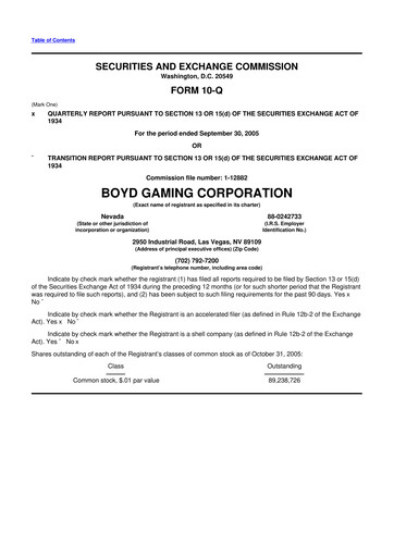 Vorschaubild Boyd Gaming
 10-Q Quartalsbericht  
