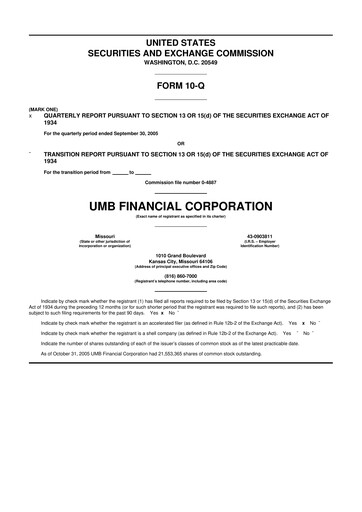 Thumbnail UMB Financial 10-Q Quarterly Report FY 