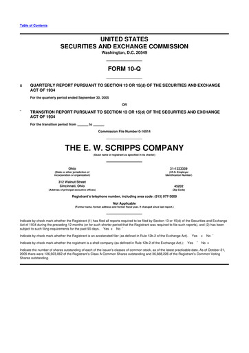 Thumbnail E. W. Scripps Company
 10-Q Quarterly Report FY 