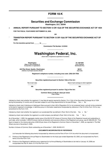 Thumbnail WaFd Bank 10-K Annual Report 