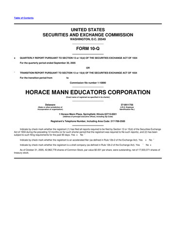 Vorschaubild Horace Mann Educators 10-Q Quartalsbericht  