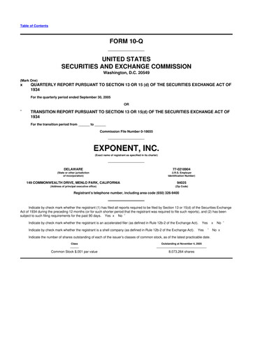 Thumbnail Exponent
 10-Q Quarterly Report FY 