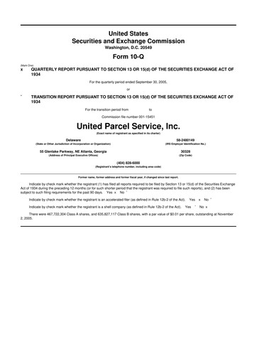 Miniature United Parcel Service 10-Q Rapport trimestriel  