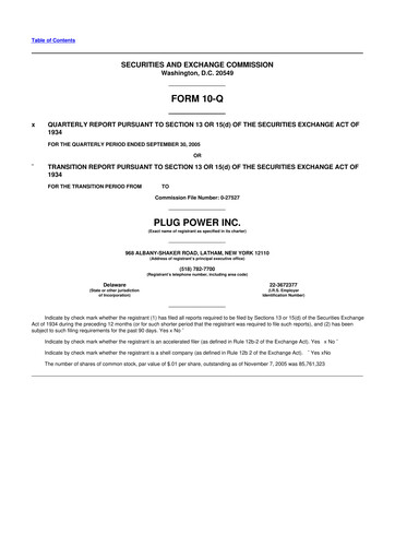 Thumbnail Plug Power 10-Q Quarterly Report FY 