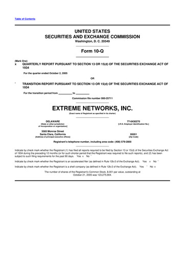 Thumbnail Extreme Networks
 10-Q Quarterly Report FY 