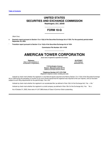 Thumbnail American Tower 10-Q Quarterly Report FY 