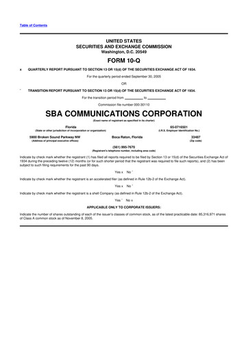 Miniature SBA Communications 10-Q Rapport trimestriel  