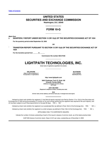 Vorschaubild LightPath Technologies 10-Q Quartalsbericht  
