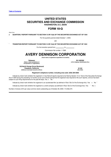 Miniature Avery Dennison
 10-Q Rapport trimestriel  