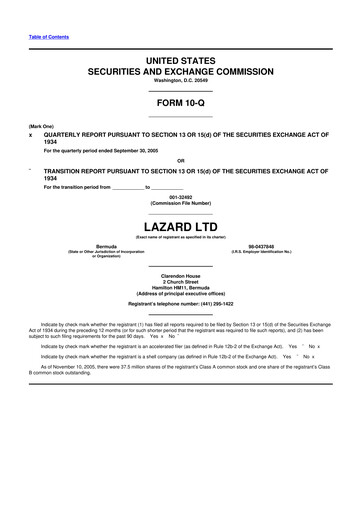 Thumbnail Lazard 10-Q Quarterly Report FY 