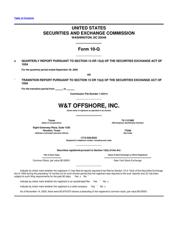 Thumbnail W&T Offshore 10-Q Quarterly Report FY 
