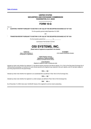 Thumbnail OSI Systems
 10-Q Quarterly Report FY 