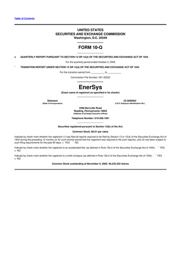 Thumbnail EnerSys 10-Q Quarterly Report FY 