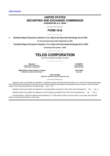 Thumbnail Telos 10-Q Quarterly Report FY 