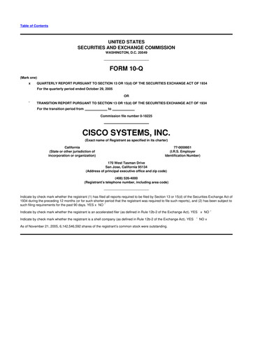 Miniature Cisco 10-Q Rapport trimestriel  