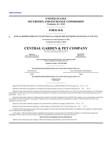 Miniature Central Garden & Pet 10-K Rapport annuel 