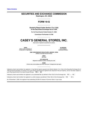 Thumbnail Casey's General Stores
 10-Q Quarterly Report FY 