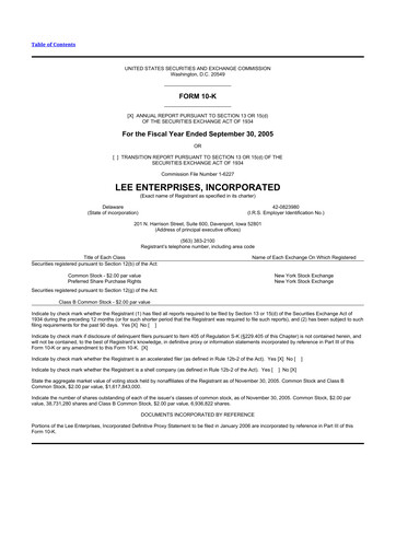 Thumbnail Lee Enterprises
 10-K Annual Report 