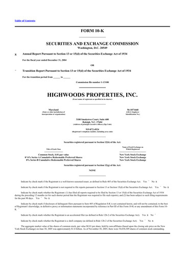 Thumbnail Highwoods Properties
 10-K Annual Report 