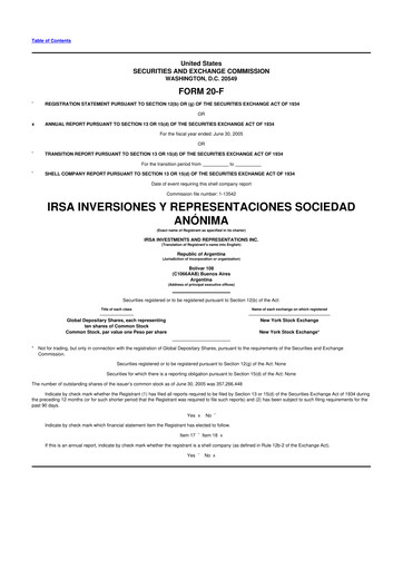 Thumbnail IRSA Inversiones y Representaciones 20-F Annual Report 