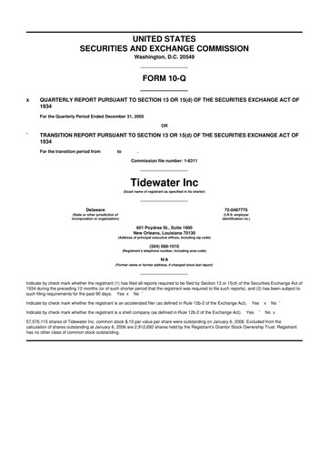 Thumbnail Tidewater 10-Q Quarterly Report FY 