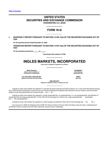 Thumbnail Ingles Markets 10-Q Quarterly Report FY 