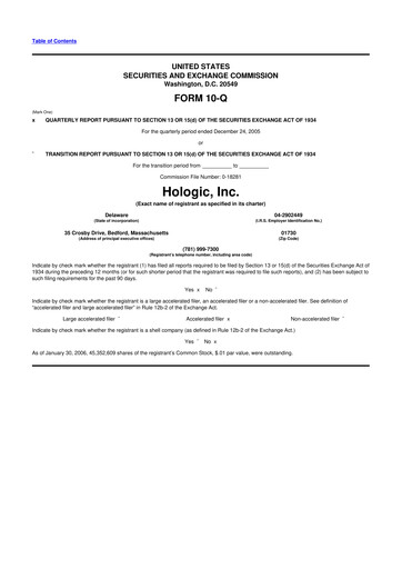 Miniature Hologic 10-Q Rapport trimestriel  
