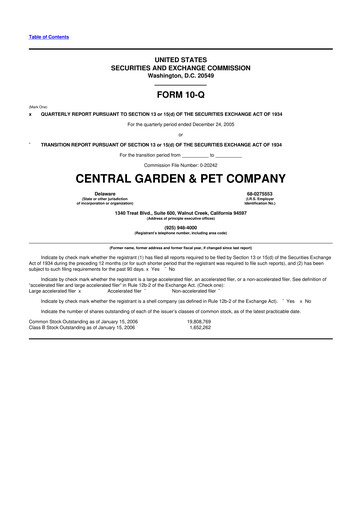 Miniature Central Garden & Pet 10-Q Rapport trimestriel  