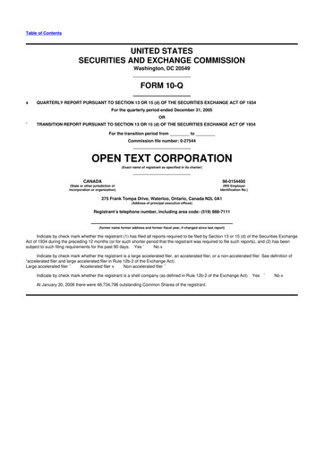 Thumbnail OpenText 10-Q Quarterly Report FY 