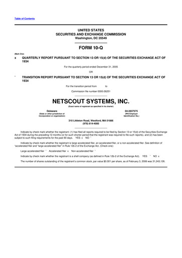 Thumbnail NETSCOUT 10-Q Quarterly Report FY 