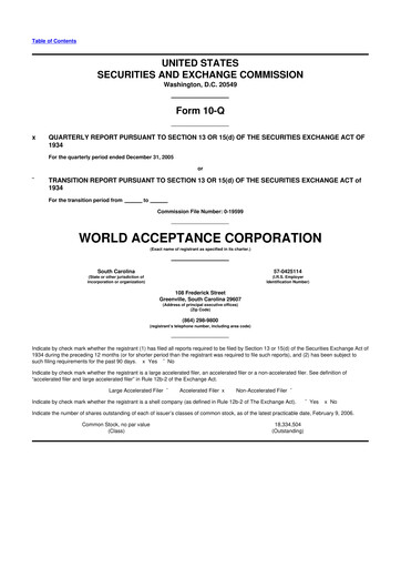 Thumbnail World Acceptance Corporation 10-Q Quarterly Report FY 