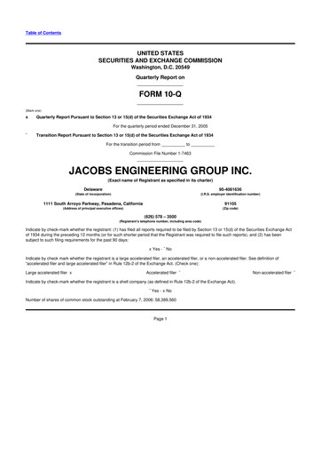 Miniature Jacobs Engineering 10-Q Rapport trimestriel  