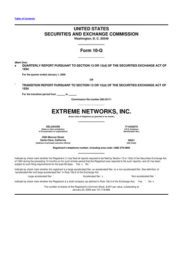 Thumbnail Extreme Networks
 10-Q Quarterly Report FY 
