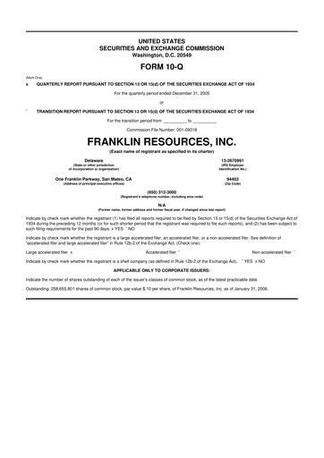 Miniature Franklin Resources 10-Q Rapport trimestriel  