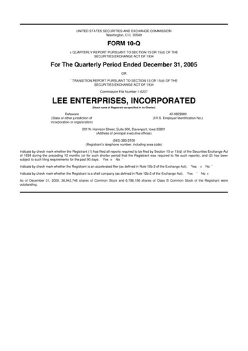 Thumbnail Lee Enterprises
 10-Q Quarterly Report FY 