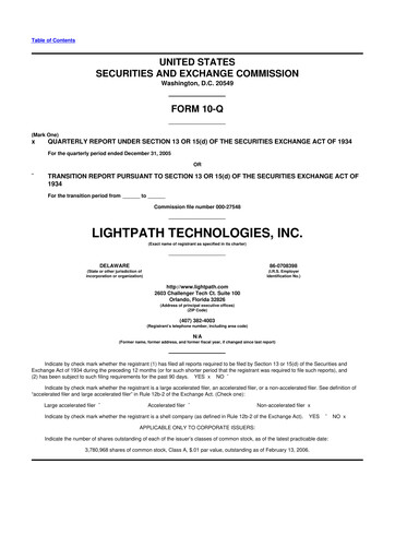 Vorschaubild LightPath Technologies 10-Q Quartalsbericht  