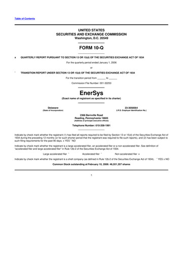 Thumbnail EnerSys 10-Q Quarterly Report FY 
