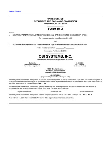 Thumbnail OSI Systems
 10-Q Quarterly Report FY 